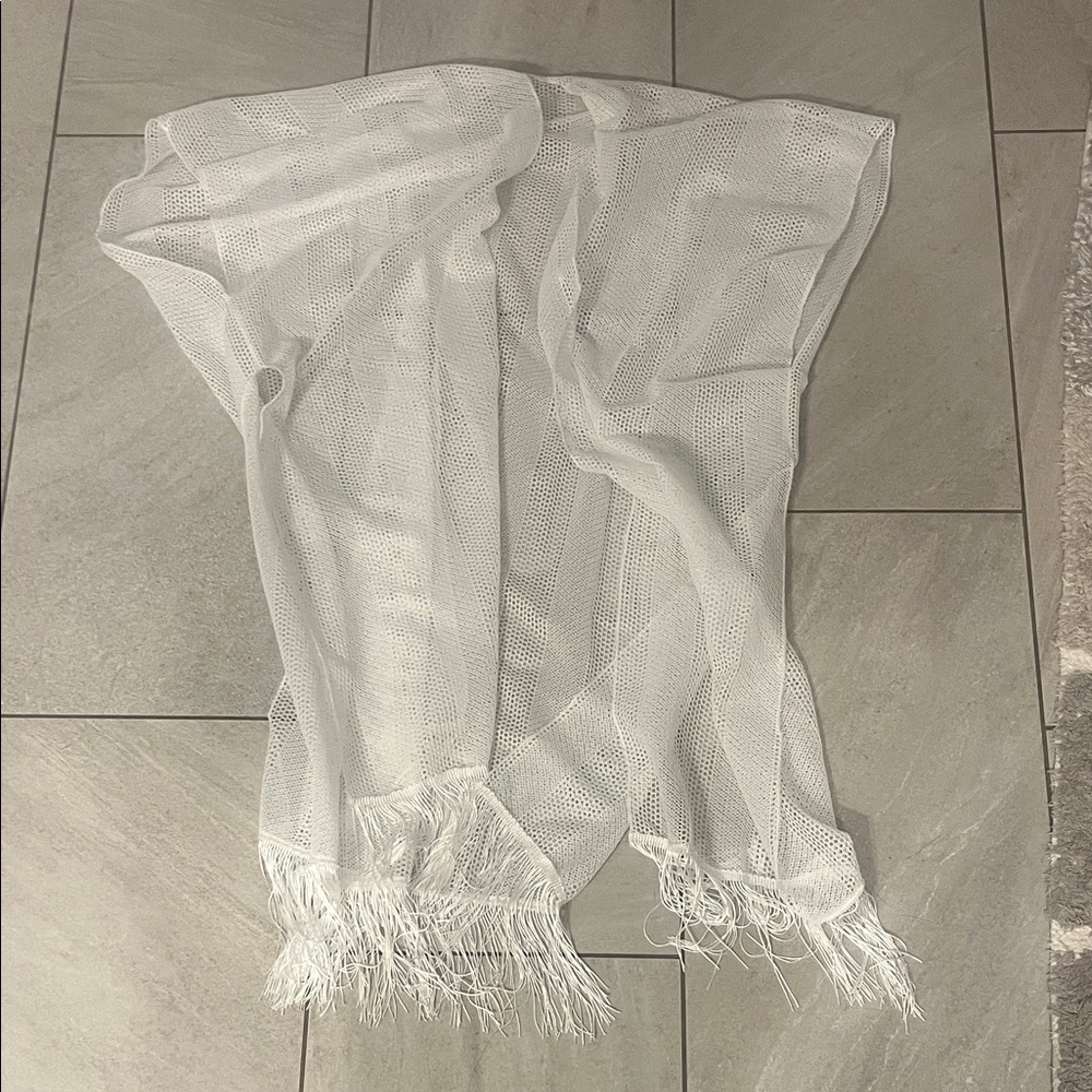 House of Harlow 1960 White Fringe Swim Coverup